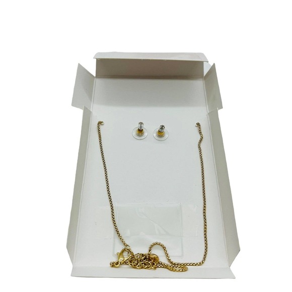 Lauren Conrad Womens Green Crystals Gold Tone May Birthstone Necklace Earrings - Picture 5 of 10